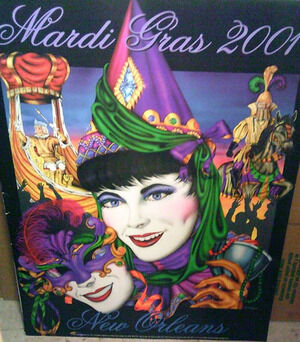 ERI7072 NEW ORLEANS MARDI GRAS POSTER 2001 ARTIST MICHAEL HUNT SIZE 32X24